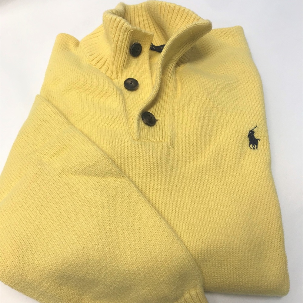 Ralph Lauren 3 Button Yellow Pullover Sweater